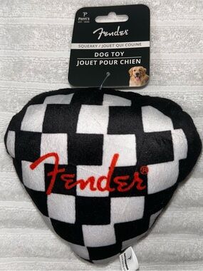Fender Black & White Check Heart Plush Dog Toy